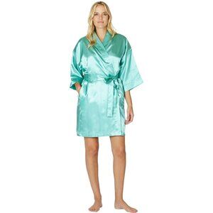 Intimo Women's Poly Charmeuse Robe Tie Waist Seafoam Green Size Medium M NEW